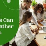 Nonprofit employees hard at work and the title of the article: Strategies Nonprofits Can Use to Weather Challenges